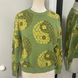 Witty Fox Wool Sweater green yellow and brown mixed in to make a perfect sweater